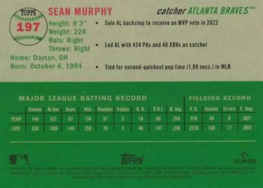 2023 Topps Chrome Platinum Anniversary #197 Sean Murphy EX Excellent Atlanta Braves Baseball Card - Baseball Card Single