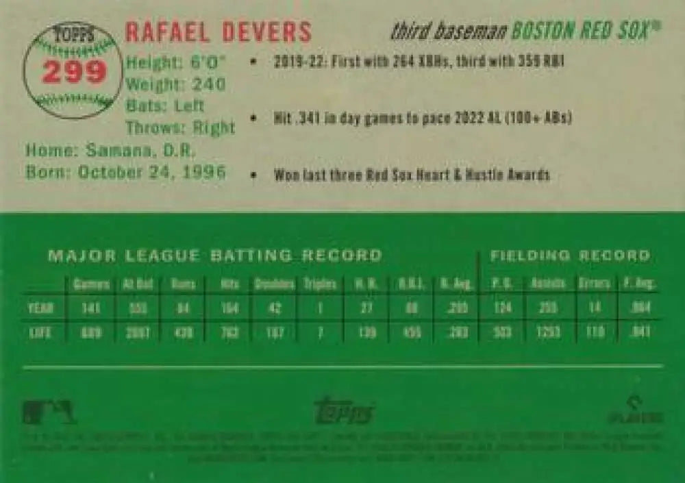 2023 Topps Chrome Platinum Anniversary #299 Rafael Devers EX Excellent Boston Red Sox Baseball Card - Baseball Card
