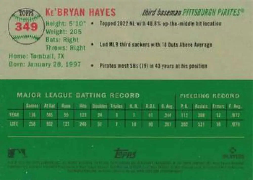 2023 Topps Chrome Platinum Anniversary #349 Ke’Bryan Hayes EX Excellent Pittsburgh Pirates Baseball Card - Baseball