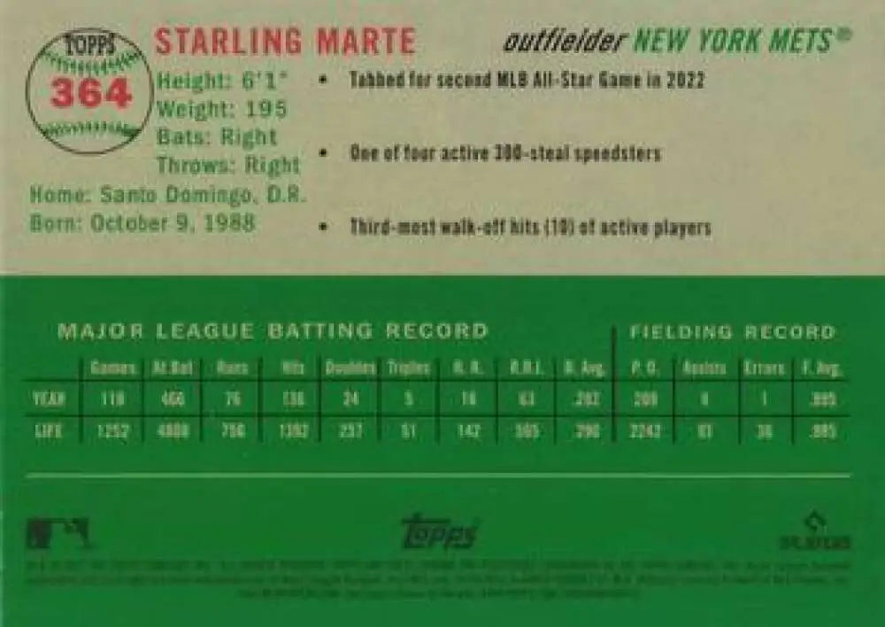 2023 Topps Chrome Platinum Anniversary #364 Starling Marte EX Excellent New York Mets Baseball Card - Baseball Card