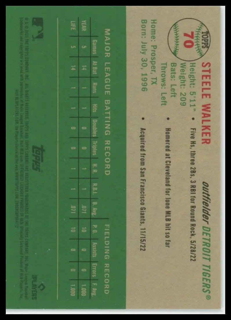 2023 Topps Chrome Platinum Anniversary - Prism Steele Walker 70 Tigers NM - Baseball Card Single