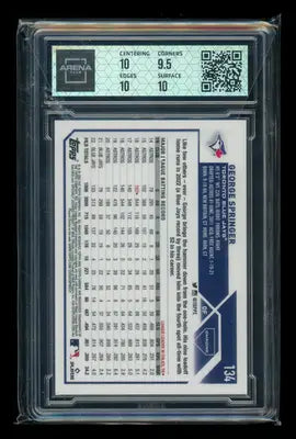 2023 Topps Chrome Purple Speckle Refractor George Springer #134 108/299 AC 10 - Baseball Card Single