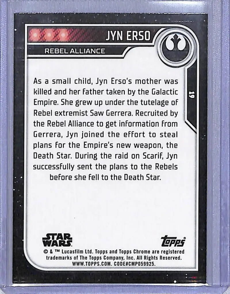 2023 Topps Chrome Star Wars #19 Felicity Jones as Jyn Erso NM-MT NonSport Card - Star Wars Card Single