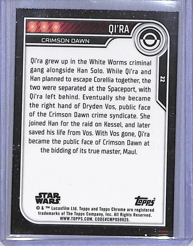 2023 Topps Chrome Star Wars #22 Emilia Clarke as Qi’ra NM-MT NonSport Card - Star Wars Card Single