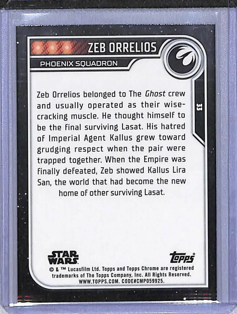 2023 Topps Chrome Star Wars #33 Steve Blum as Zeb Orrelios NM-MT NonSport Card - Star Wars Card Single
