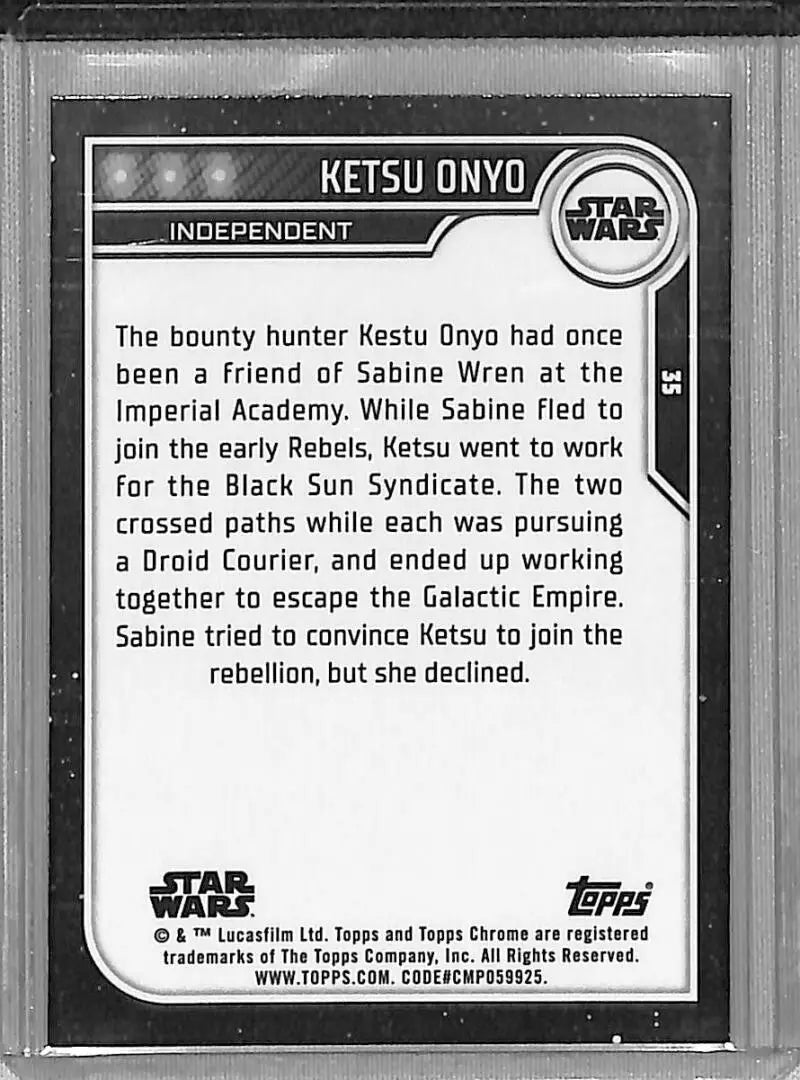 2023 Topps Chrome Star Wars #35 Gina Torres as Ketsu Onyo NM-MT NonSport Card - Star Wars Card Single