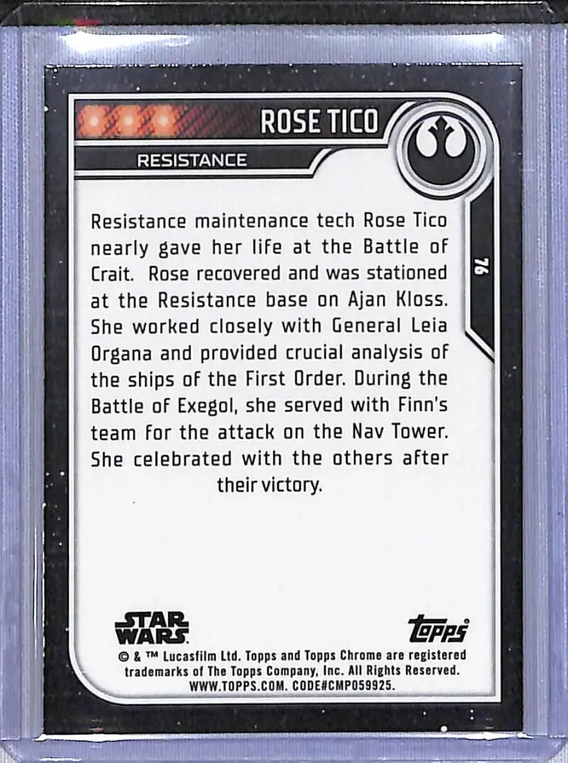 2023 Topps Chrome Star Wars #76 Kelly Marie Tran as Rose Tico NM-MT NonSport Card - Star Wars Card Single