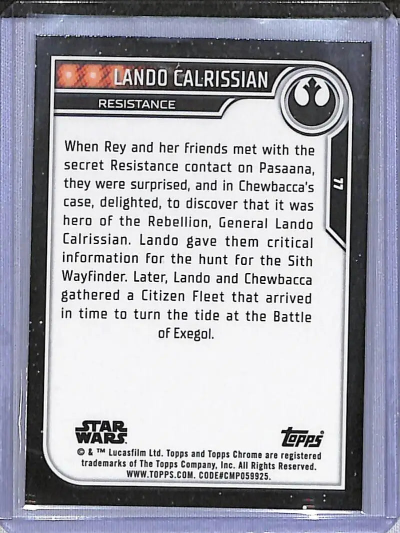 2023 Topps Chrome Star Wars #77 Billy Dee Williams as Lando Calrissian NM-MT NonSport Card - Star Wars Card Single