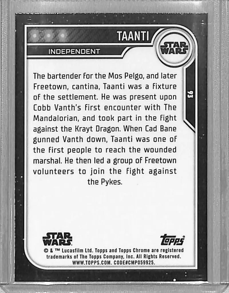 2023 Topps Chrome Star Wars #93 W. Early Brown as Taanti NM-MT NonSport Card - Star Wars Card Single
