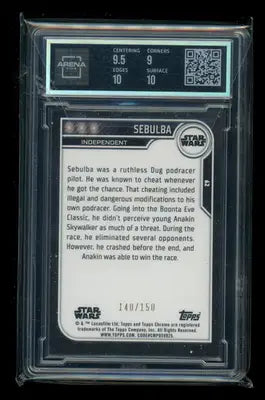 2023 Topps Chrome Star Wars Blue Refractor Sebulba 140/150 #62 Arena Club 9.5 - Star Wars Card Single