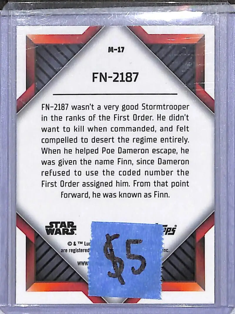 2023 Topps Chrome Star Wars Monikers #M-17 FN-2187 ’Finn’ NM-MT - Star Wars Card Single