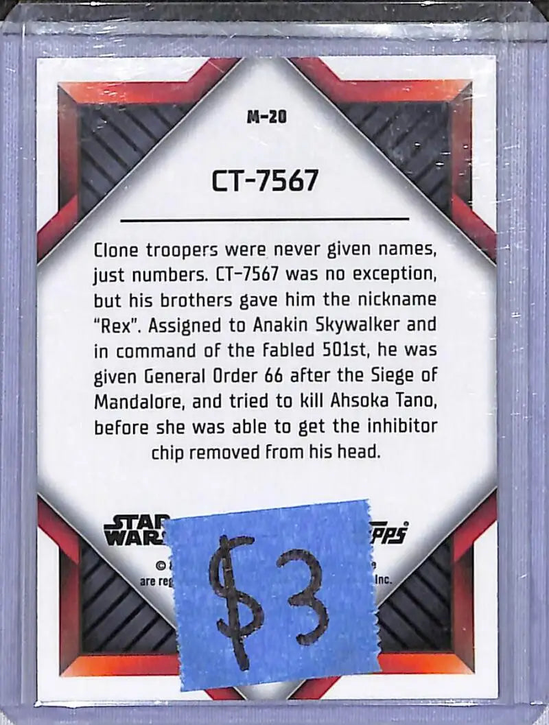 2023 Topps Chrome Star Wars Monikers #M-20 CT-7567 ’Rex’ NM-MT - Star Wars Card Single