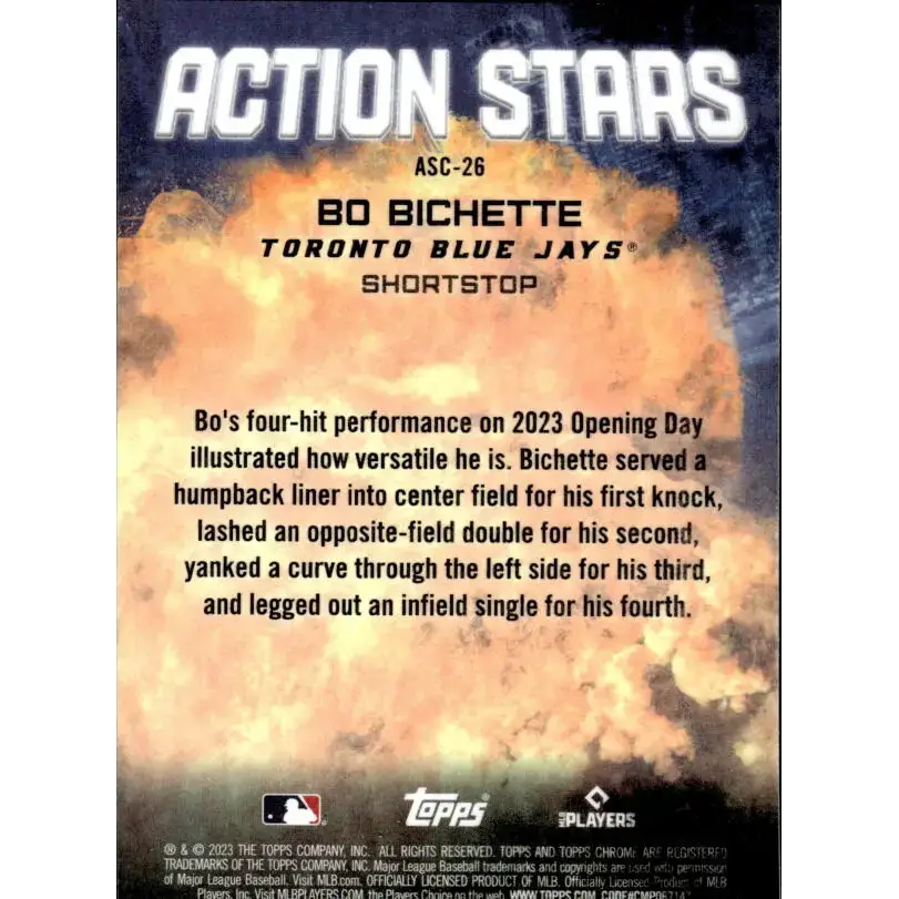 2023 Topps Chrome Update Action Stars Refractor #ASC-26 Bo Bichette NM-MT Toronto Blue Jays Baseball Card - Baseball