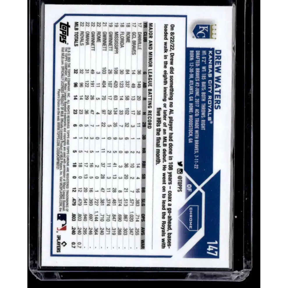 2023 Topps Chrome X-Fractor #147 Drew Waters NM-MT RC Rookie Kansas City Royals Baseball Card - Baseball Card Single