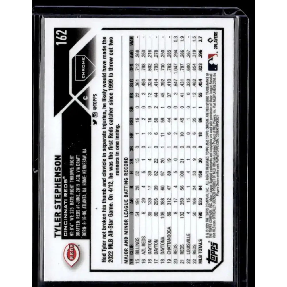 2023 Topps Chrome X-Fractor #162 Tyler Stephenson NM-MT Cincinnati Reds Baseball Card - Baseball Card Single