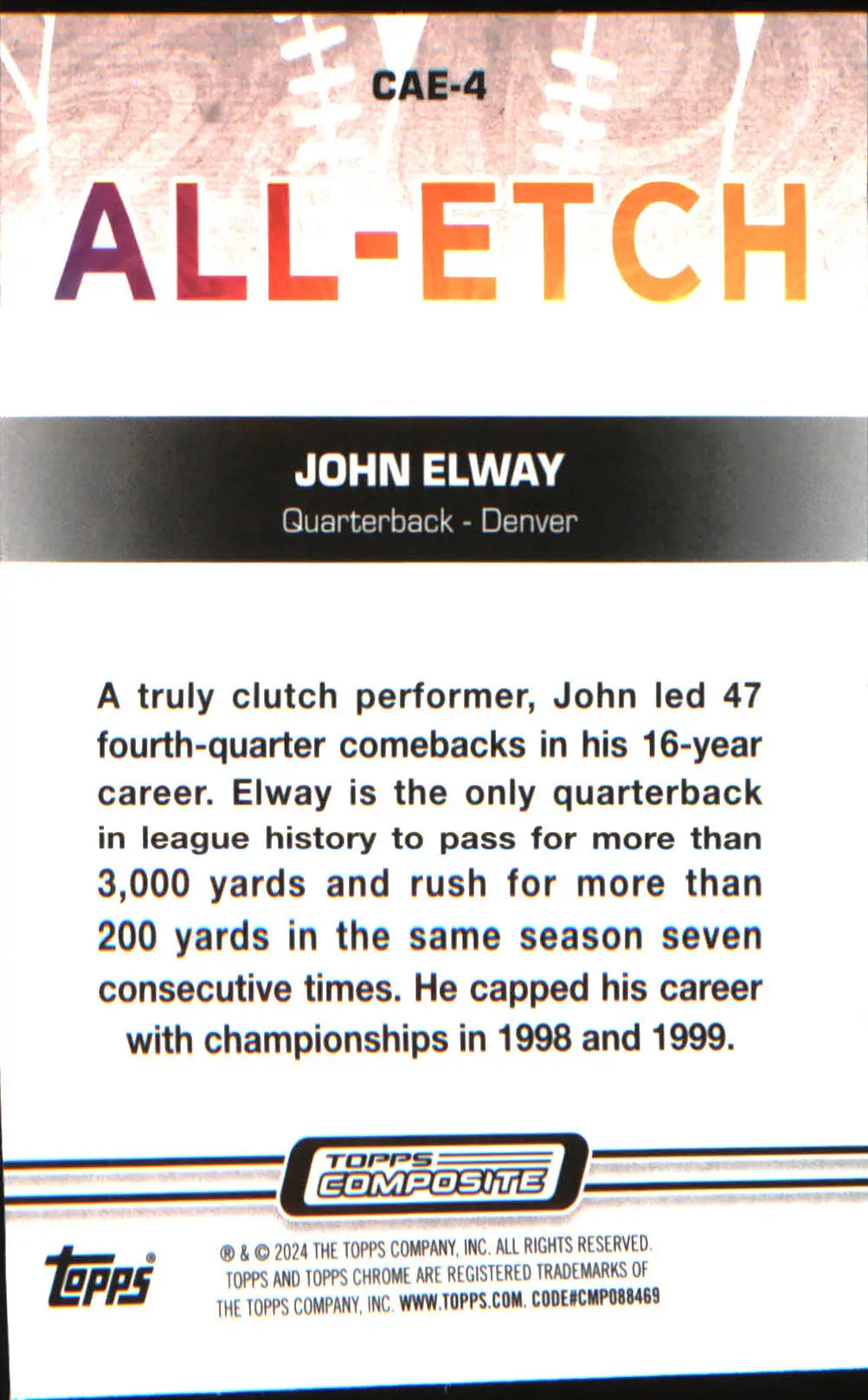 2023 Topps Composite Chrome All-Etch #CAE-4 John Elway