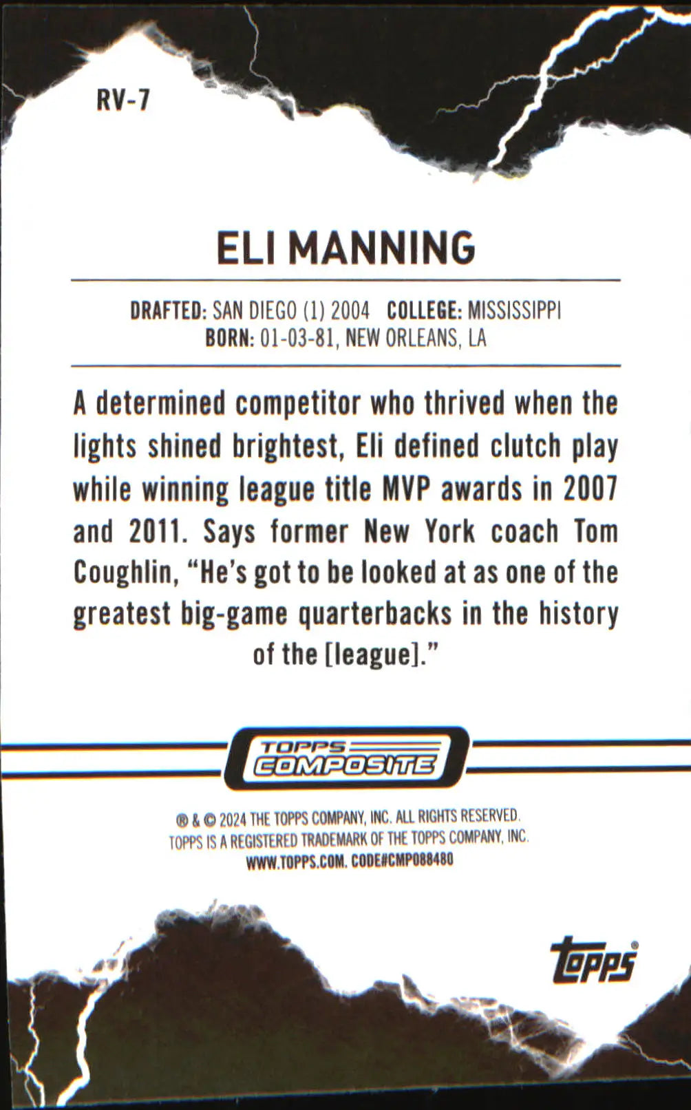 2023 Topps Composite Resurgence Voltaic #RV-7 Eli Manning