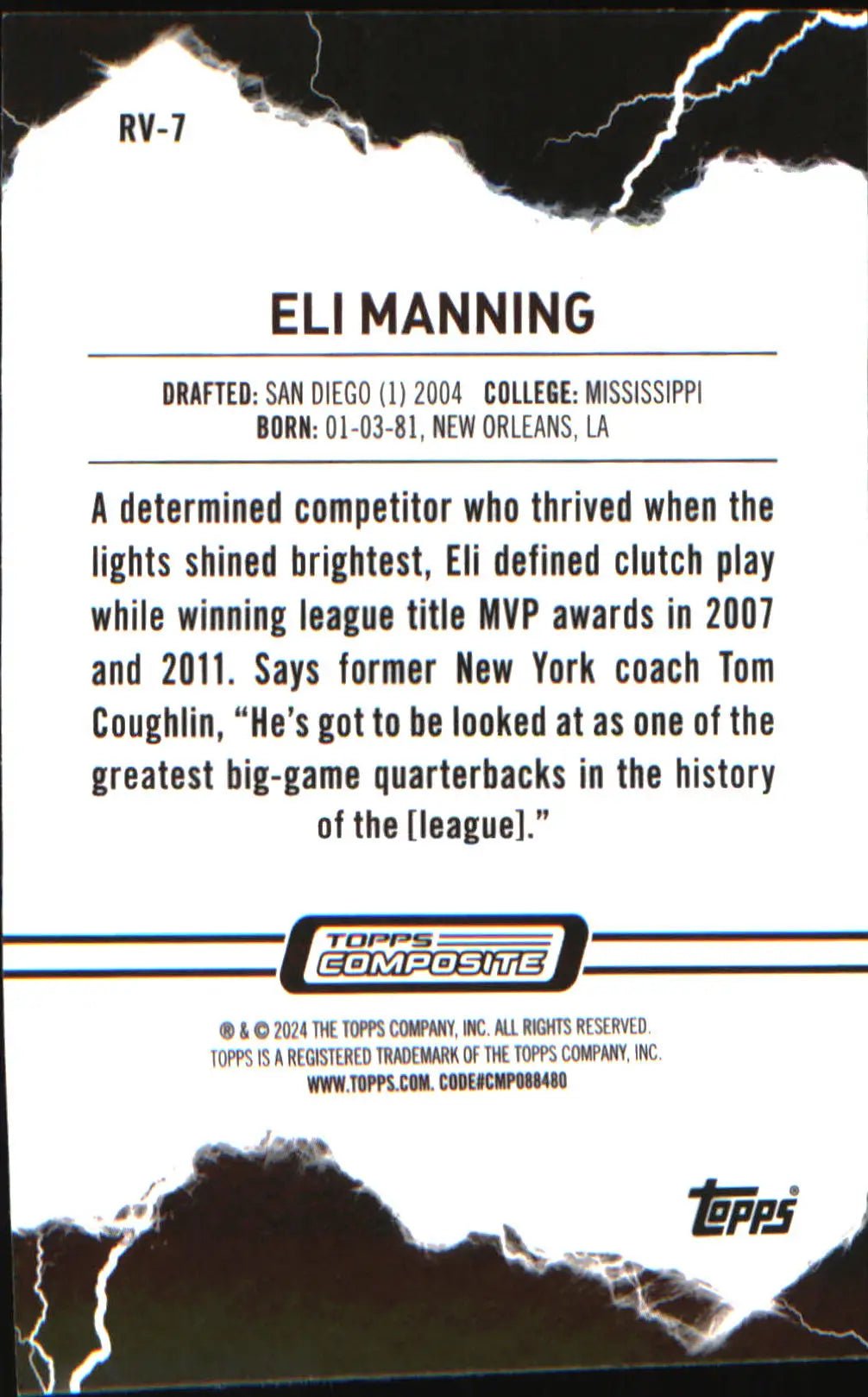 2023 Topps Composite Resurgence Voltaic #RV-7 Eli Manning