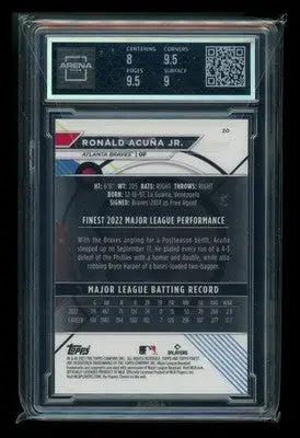 2023 Topps Finest Ronald Acuña Jr. #20 Baseball Arena Club 8.5 - Baseball Card Single
