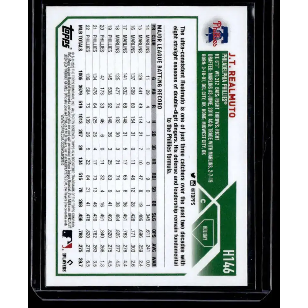 2023 Topps Holiday Metallic #H146 J.T. Realmuto NM-MT Philadelphia Phillies Baseball Card - Baseball Card Single