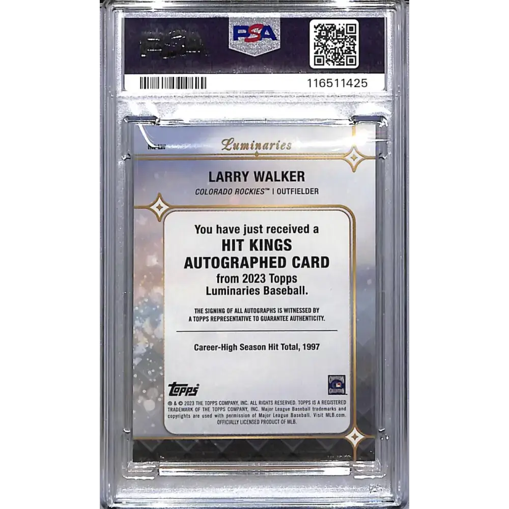2023 Topps Luminaries Hit Kings #HK-LW Larry Walker PSA 8 NM-MT Auto 11/15 Colorado Rockies - Baseball Card Single
