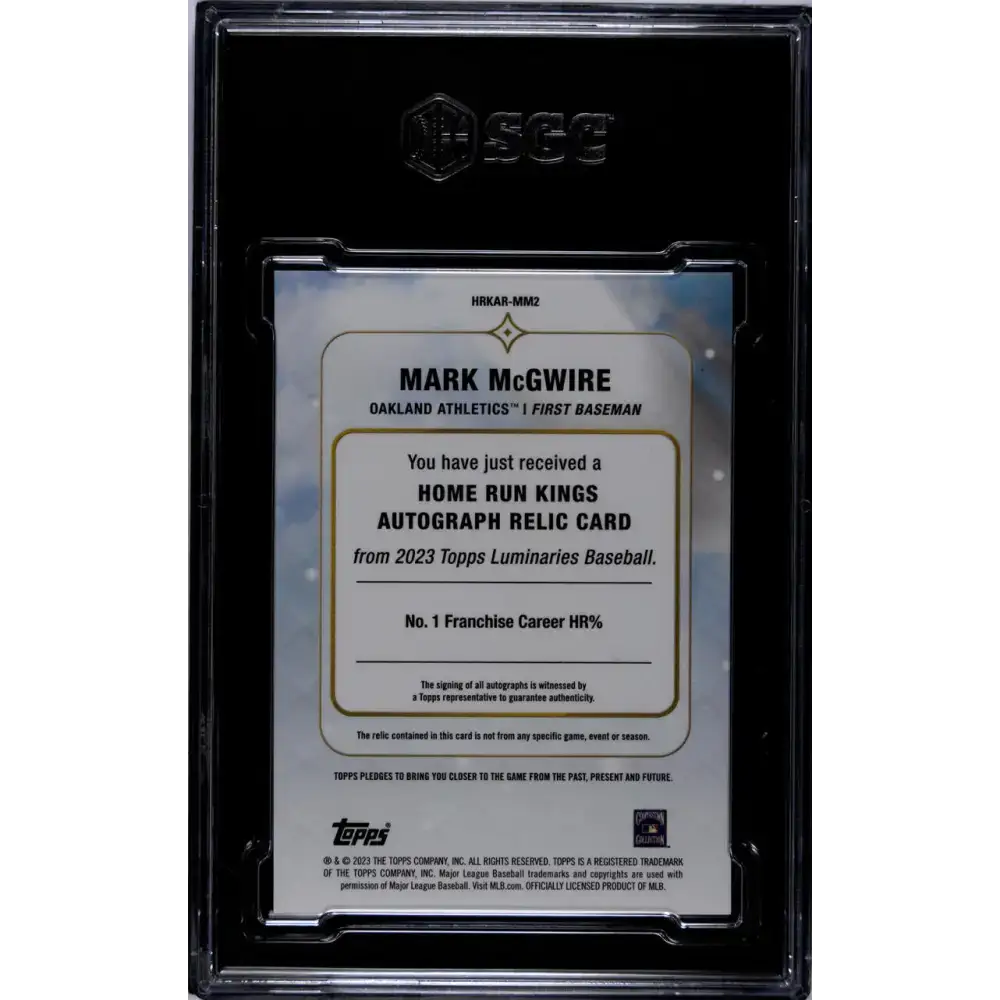 2023 Topps Luminaries #HRKARMM2 Mark McGwire MEM Auto 12/15 Oakland Athletics Baseball Card - Baseball Card Single