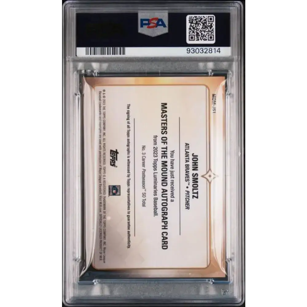 2023 Topps Luminaries #MOMJS1 John Smoltz PSA 8 NM-MT Auto 1/1 Atlanta Braves Baseball Card - Baseball Card Single
