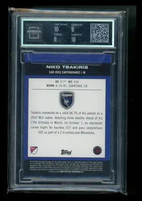2023 Topps MLS Green Foil Niko Tsakiris #100 32/75 RC Soccer Arena Club 8.5 - Soccer Card Single