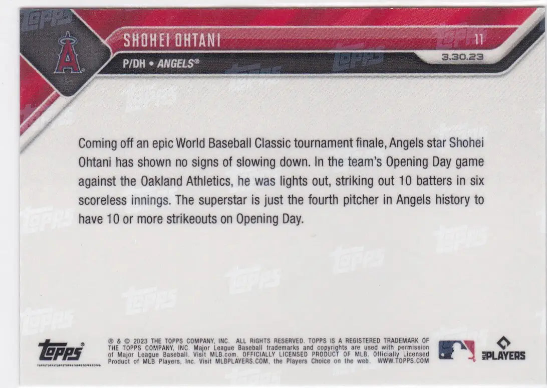 2023 TOPPS NOW #11 SHOHEI OHTANI- ANGELS