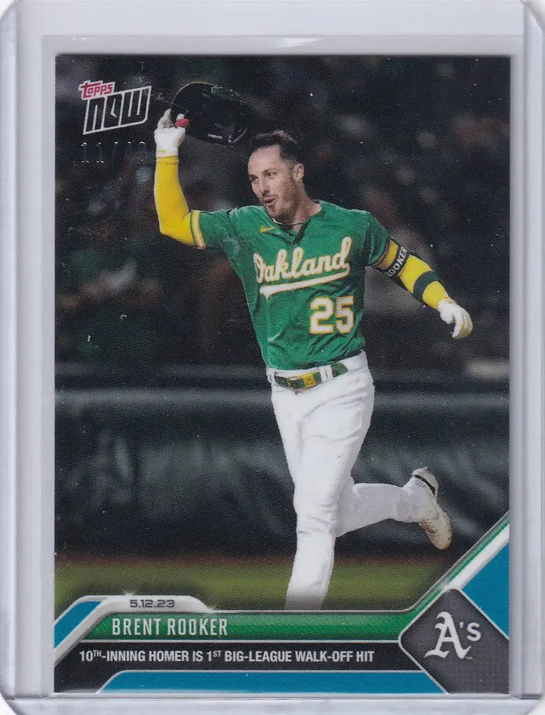 Baseball trading card of Brent Rooker in green jersey number 25, Oakland Athletics