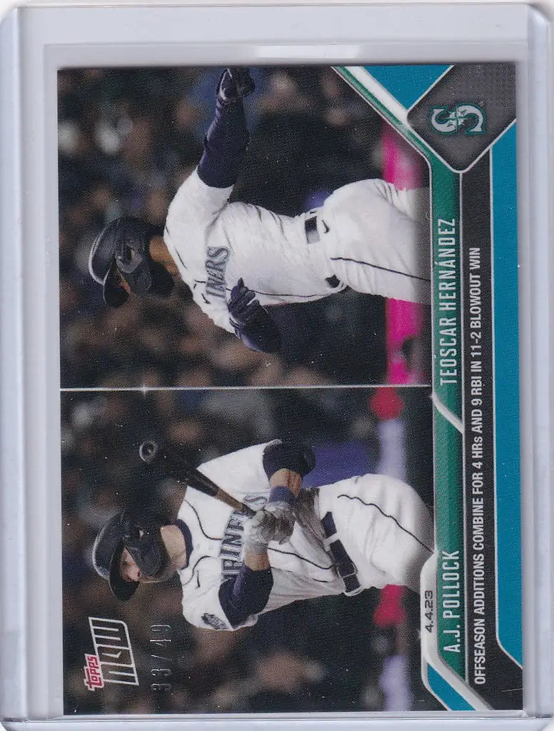 Baseball trading card of Pollock Seattle Mariners pitching duo in white uniforms