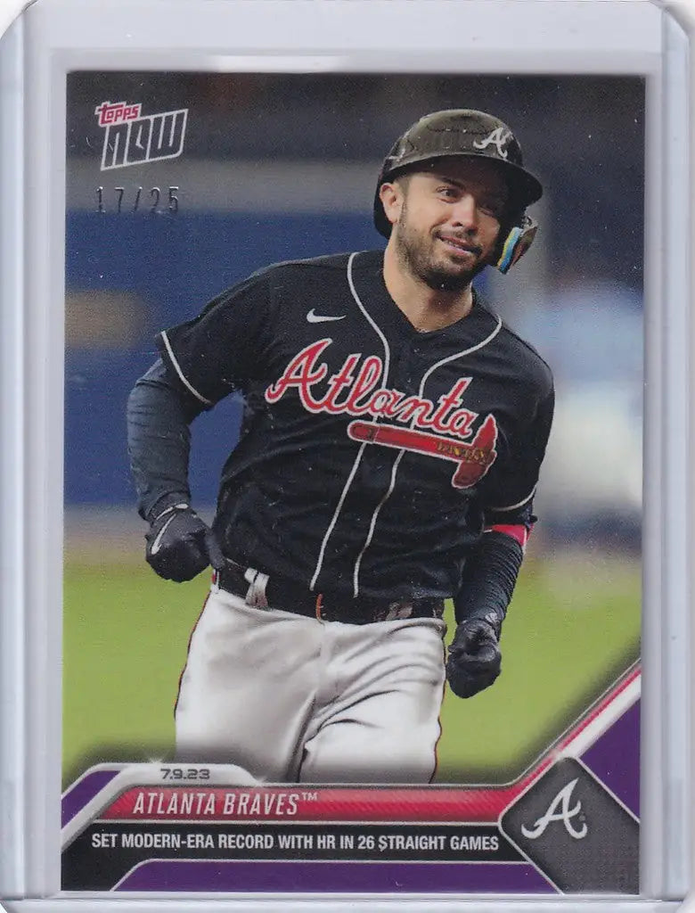 Baseball card of Atlanta Braves player in batting stance, 2023 TOPPS NOW Parallel