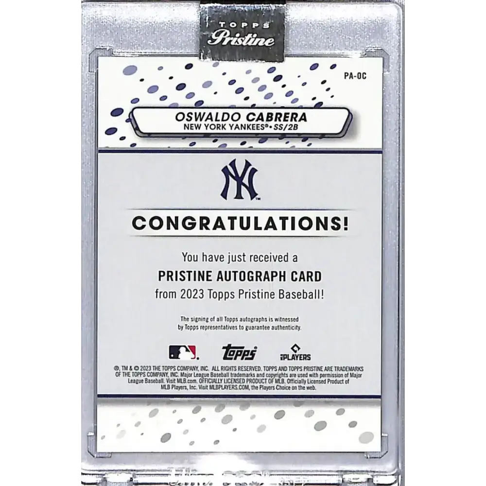2023 Topps Pristine #PA-OC Oswaldo Cabrera NM-MT Auto Yankees - Baseball Card Single