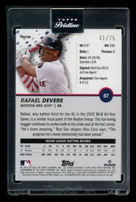 2023 Topps Pristine Rafael Devers #67 Refractor 61/75 Baseball - Baseball Card Single