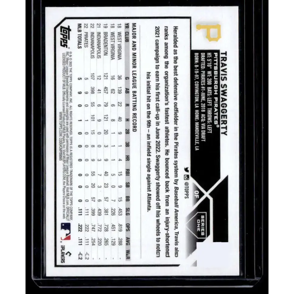 2023 Topps Rainbow Foil #67 Travis Swaggerty NM-MT RC Rookie Pittsburgh Pirates Baseball Card - Baseball Card Single