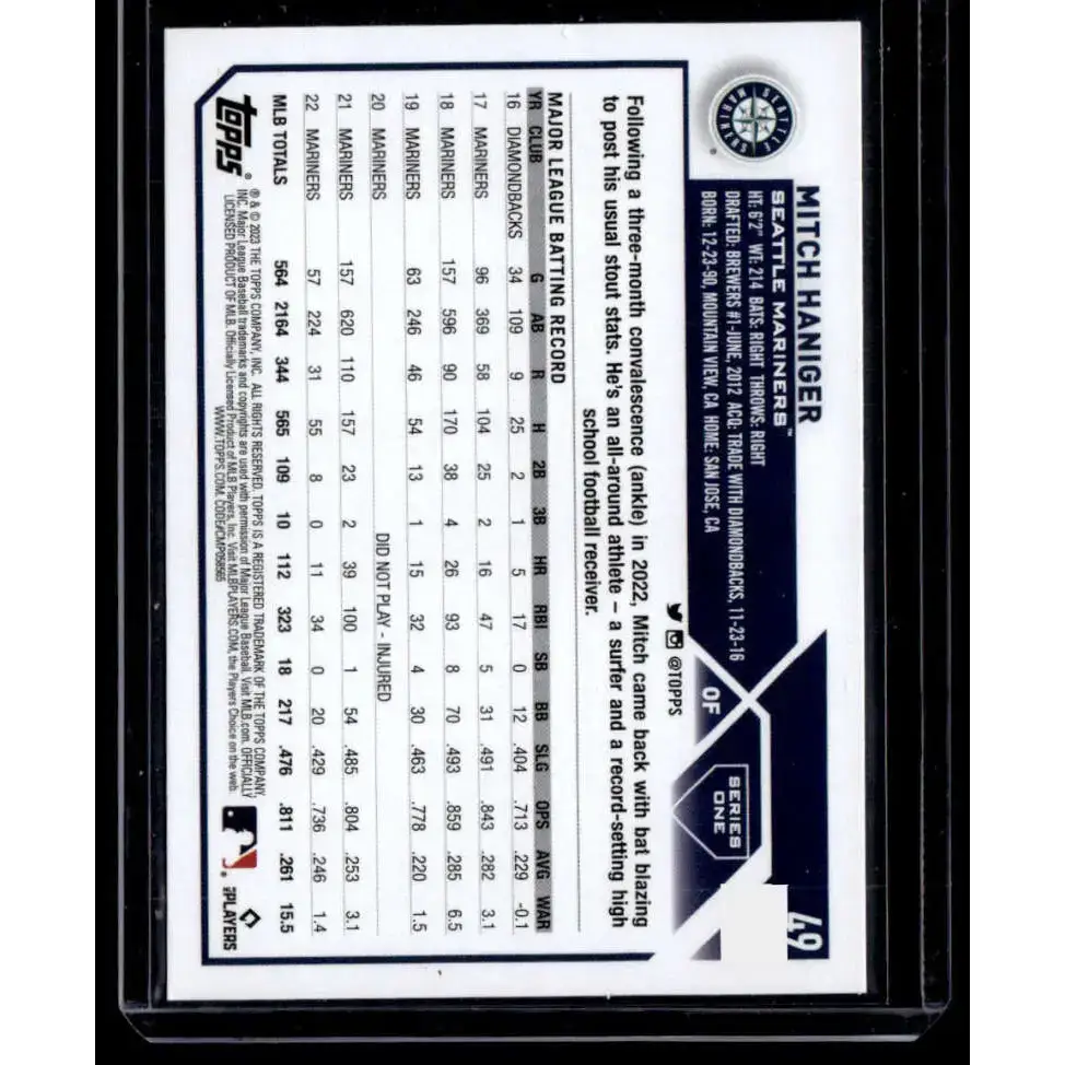 2023 Topps Royal Blue #49 Mitch Haniger NM-MT Seattle Mariners Baseball Card - Baseball Card Single
