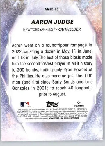 2023 Topps Stars of the MLB #SMLB-13 Aaron Judge NM-MT Yankees ID:54035 - Trading Cards