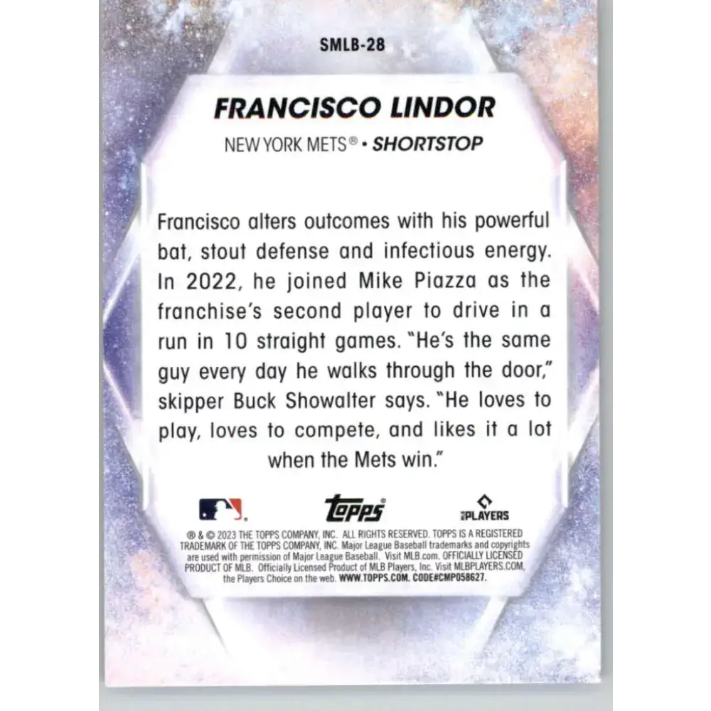 2023 Topps Stars of the MLB #SMLB-28 Francisco Lindor NM-MT New York Mets Baseball Card - Baseball Card Single