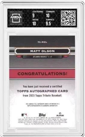 2023 Topps Tribute Matt Olson #TA-MOL Tribute Auto Blue 102/150 AC 9.5/10 - Baseball Card Single