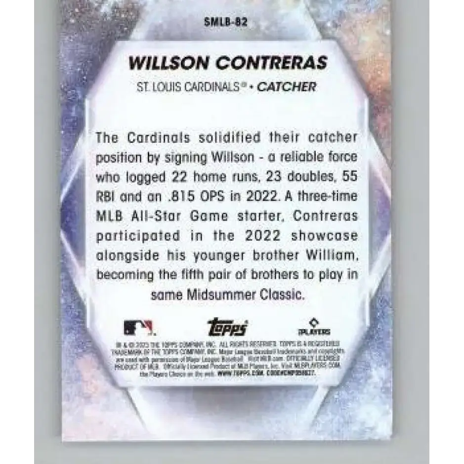 2023 Topps Update Series Stars of MLB #SMLB-82 Willson Contreras NM-MT St. Louis Cardinals Baseball Card - Baseball Card