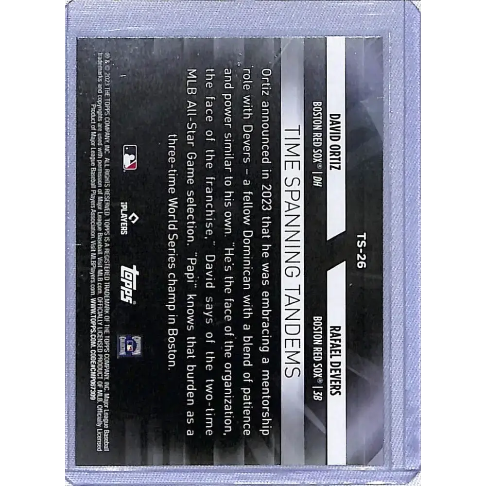 2023 Topps Update Time Spanning #TS-26 David Ortiz / Rafael Devers NM-MT Boston Red Sox - Baseball Card Single