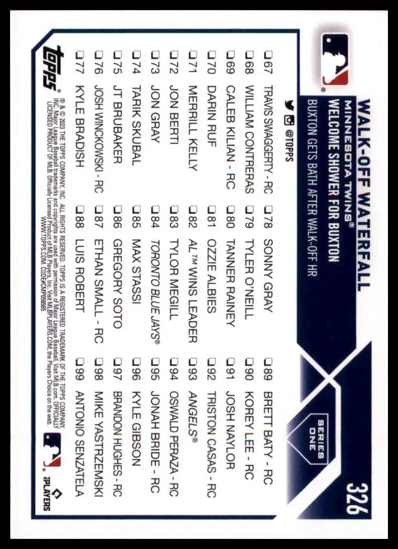 2023 Topps Walk-off Waterfall 326 Minnesota Twins Baseball NM - Baseball Card Single