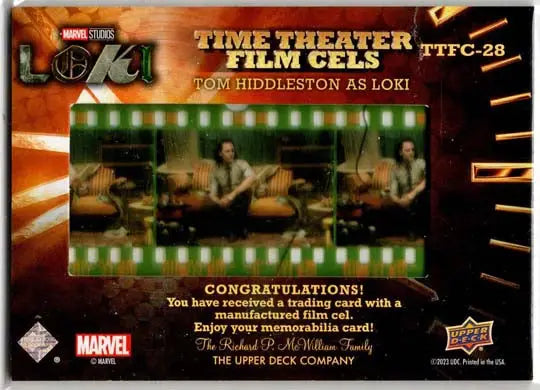 2023 Upper Deck Marvel Loki Time Theater Film Cels Card TTFC-28 Tom Hiddleston - Marvel Card Single