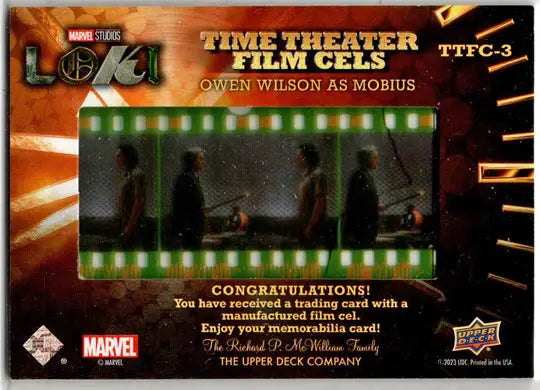 2023 Upper Deck Marvel Loki Time Theater Film Cels Card TTFC-3 Owen Wilson - Marvel Card Single