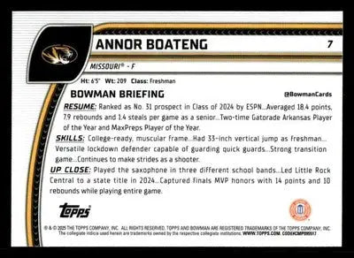 2024-25 Bowman University Chrome #7 Annor Boateng - Basketball Card Single