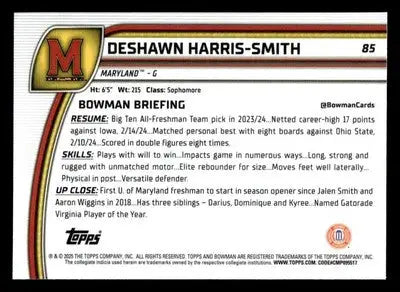 2024-25 Bowman University Chrome #85 DeShawn Harris-Smith - Basketball Card Single