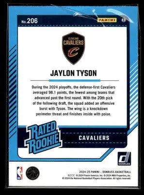 2024-25 Donruss #206 Jaylon Tyson Choice RC Cleveland Cavaliers - Basketball Card Single