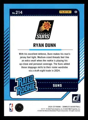 2024-25 Donruss #214 Ryan Dunn Holo Green Laser - Basketball Card Single