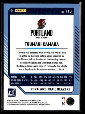 2024-25 Donruss Optic #113 Toumani Camara - Basketball Card Single