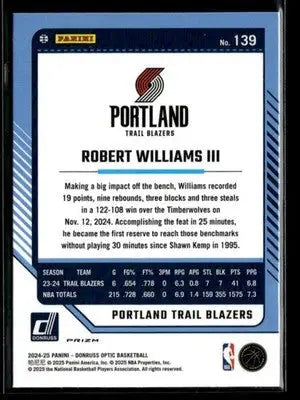 2024-25 Donruss Optic #139 Robert Williams III Red International - Basketball Card Single
